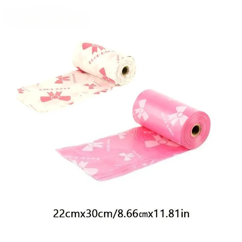 10pcs Extra Thick Dog Poop Bags, Leakproof Trash Bags with Unique Patterns, Pink & White, Durable Pet Waste Disposal Bags