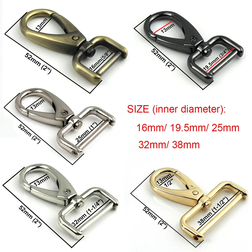 1piece Metal Detachable Snap Hook Trigger Clips Buckles for Leather Strap/ Belt Keychain Webbing Pet Leash Hooks 5 Sizes