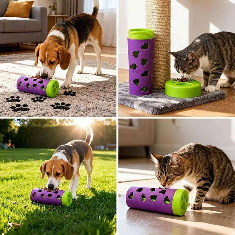 Pet Slow Feeder Treat Dispensing Roller Toy Detachable Durable Chew-Friendly Interactive Dispenser for Small Medium Dogs & Cats