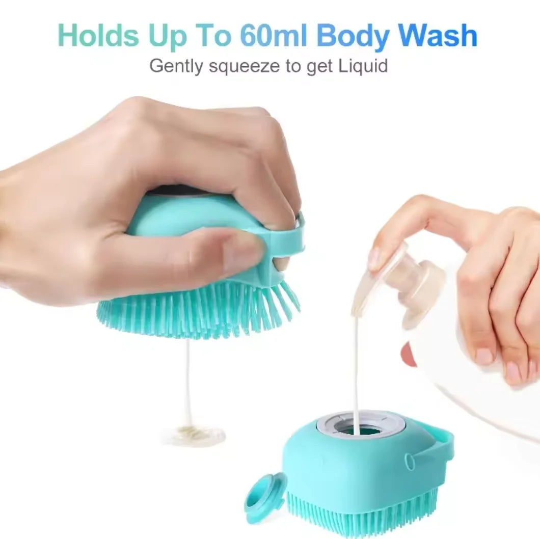 Pet Dog Shampoo Brush 2.7oz 80ml Cat Massage Comb Grooming Scrubber for Bathing Short Hair Soft Silicone Rubber
