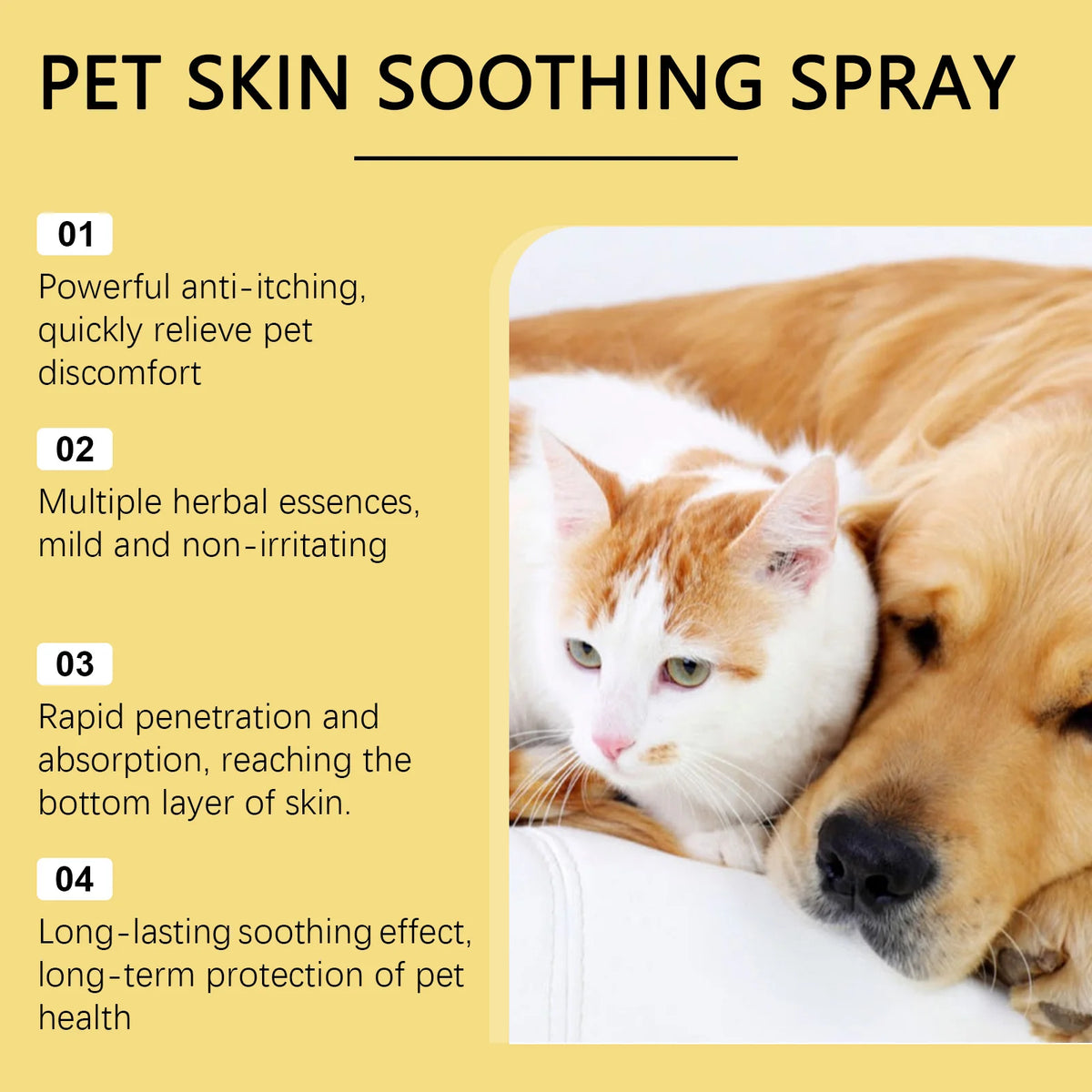 Pet Skin Care Spray Relieve Discomfort for Dogs Cat Flea Lice Control Alleviate Skin Scratching Licking Portable Pet Wound Spray