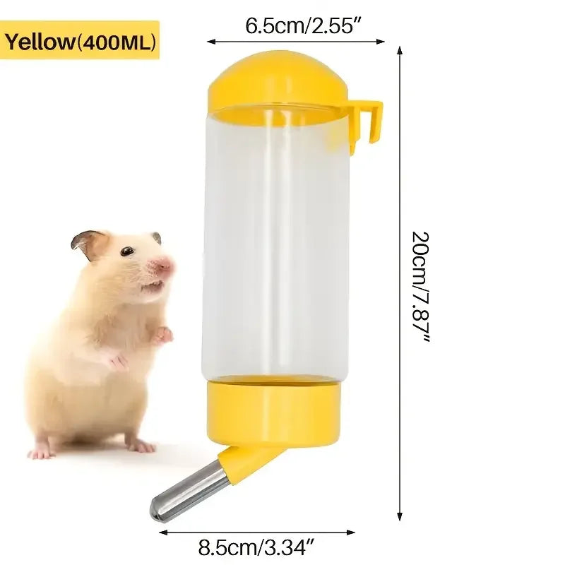 1pc 400ml Automatic Pet Water Bottle, Solid Color, PE Material, Ideal for Rabbits, Mink, Cat, Squirrel, with Drinking Pen