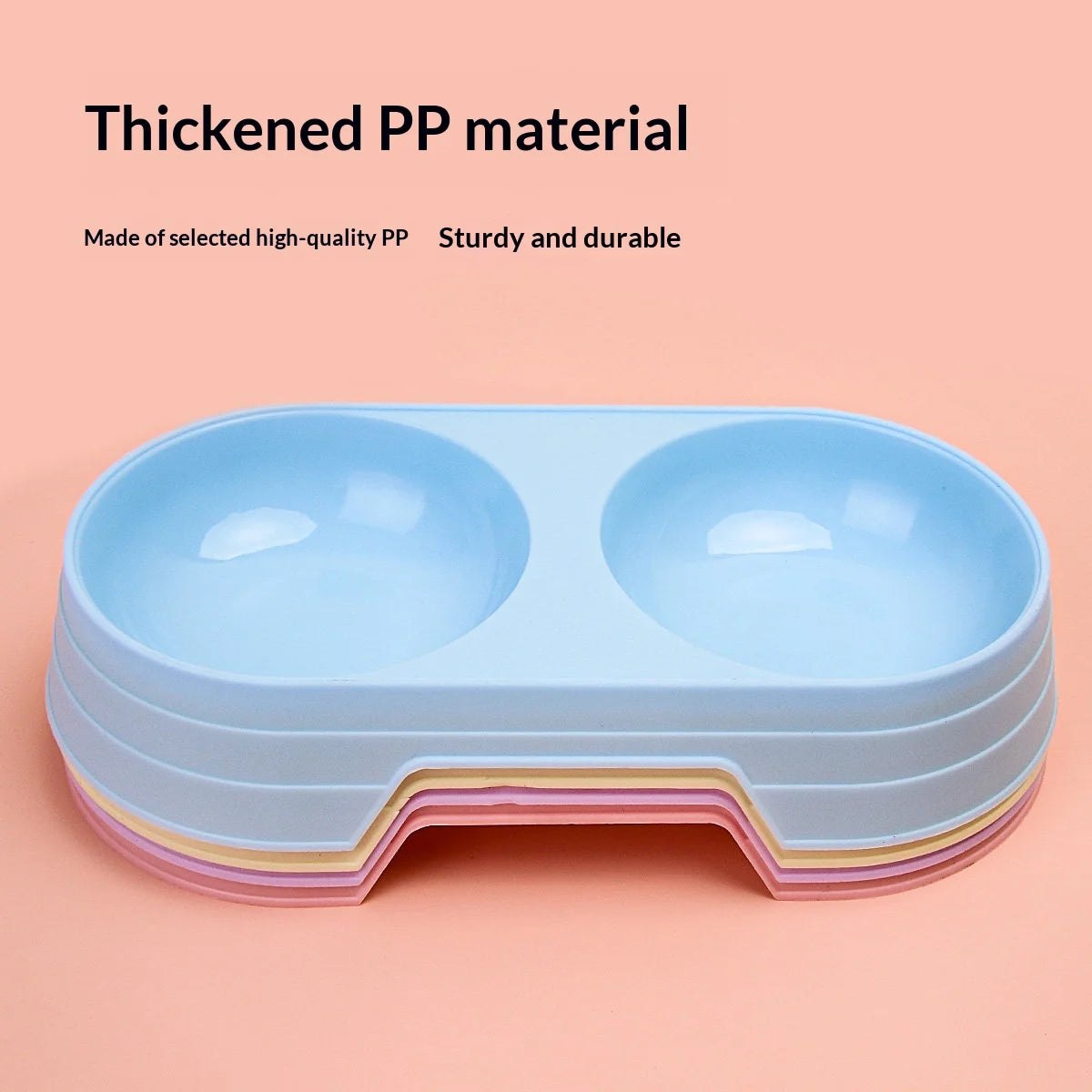 Plastic Pet Double Bowl Feeder PP Material Cat Dog Food Water Feeding Dish Non‑Slip Base Portable Pet Feeder Bowl