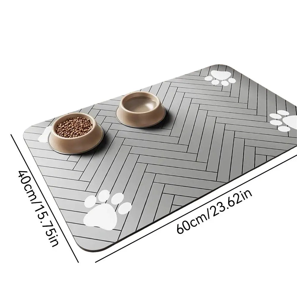 Pet Feeding Mat Absorbent Rubber Backing Quick Dry Water Waterproof Placemat Dog Cat Food Water Bowl Tray Non Slip Washable