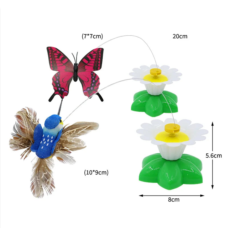 1PCS Electric Butterfly Cat Toy Shake Rotating Flying Automatic Humming Bird Intelligence Training Funny Pet Toys Random Color