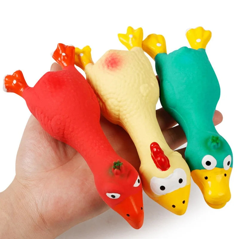 Cute Dog Squeak Toy in Chicken Shape Latex Durable Chew Interactive Pet Supplies for Small to Medium Breeds