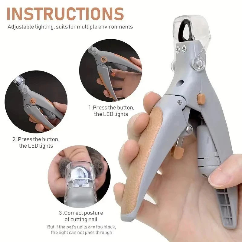 1PCS LED Nail Clipper for Pets with Light, Cat and Dog Grooming Scissors for Simple and Safe Claw Care