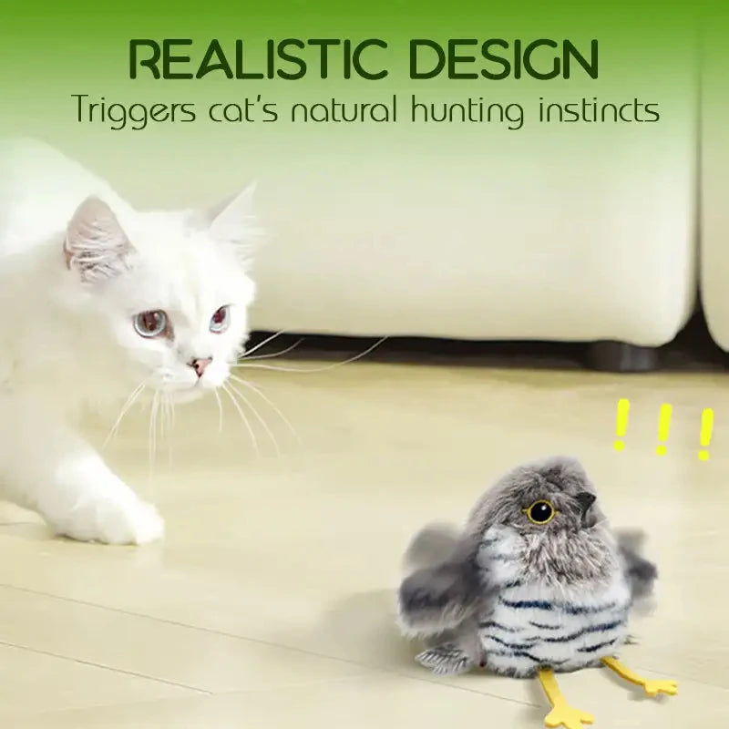 Electric Flapping Bird Cat Toy with Teasing Stick