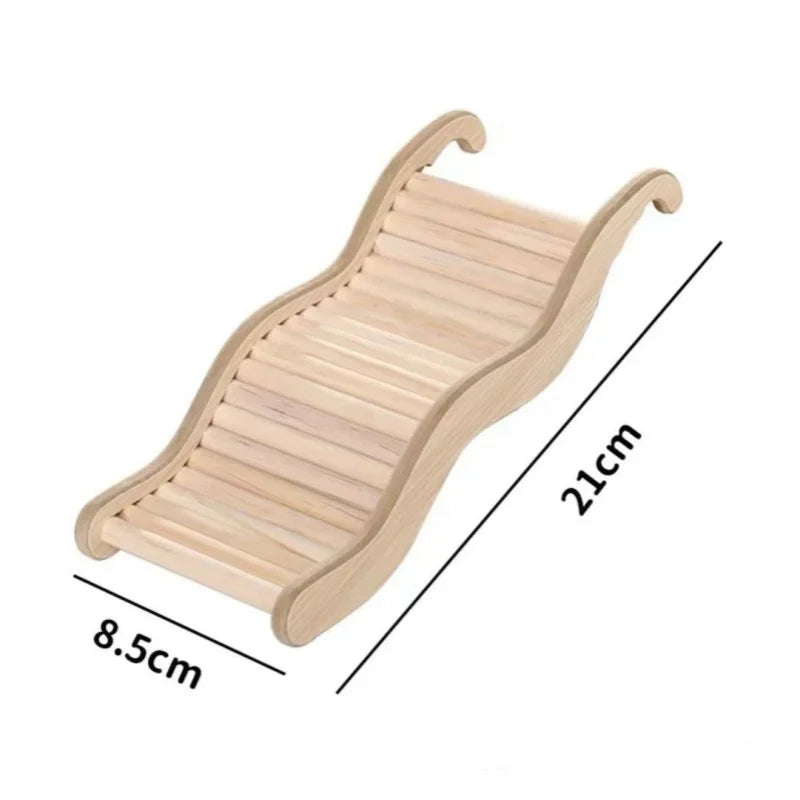 Wooden Wave Staircase Hamster Toy Pet Supplies - Eco-Friendly Fun for Small Animals