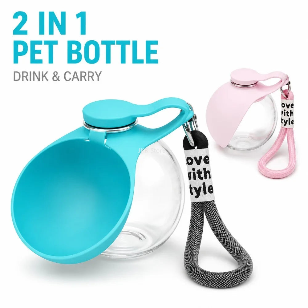 Dog Travel Water Bottle with Cup-Style Drinking Bowl