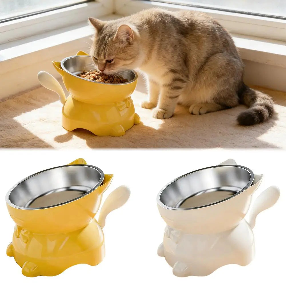 Tilted Cat Bowl with Cute Cat-Ear Stand