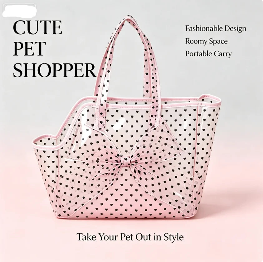 Cute 2Pcs Pet Combo Heart Mesh Dog Bag Floral Sakura Collar Outdoor Walking Kit for Small Dogs Cats