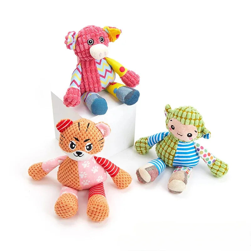 Interactive Plush Dog Toy with Squeaker Bite Resistant Animal Design Teeth Cleaning Grinding for Pet Supplies Squeaky Plush Toys