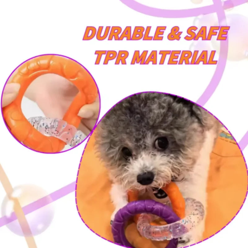 Interactive 3 Ring Tug Dog Toy for Small Medium Large Dogs - Chew Resistant TPR Teeth Cleaning Pet Supplies