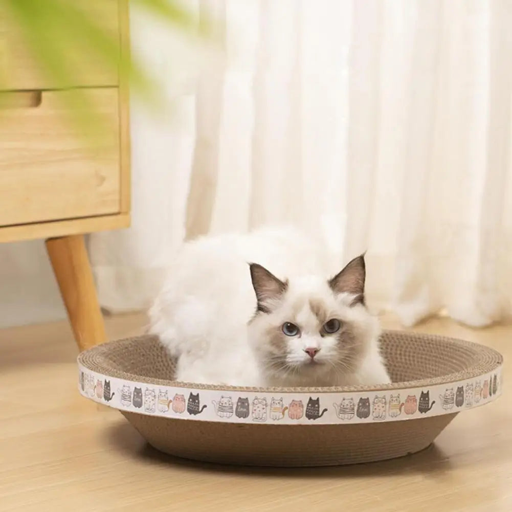 Winter Corrugated Cat Scratcher Cat Scrapers Round Oval Grinding Claw Toys for Cats Wear-Resistant Cat Bed Nest Cat Accessories
