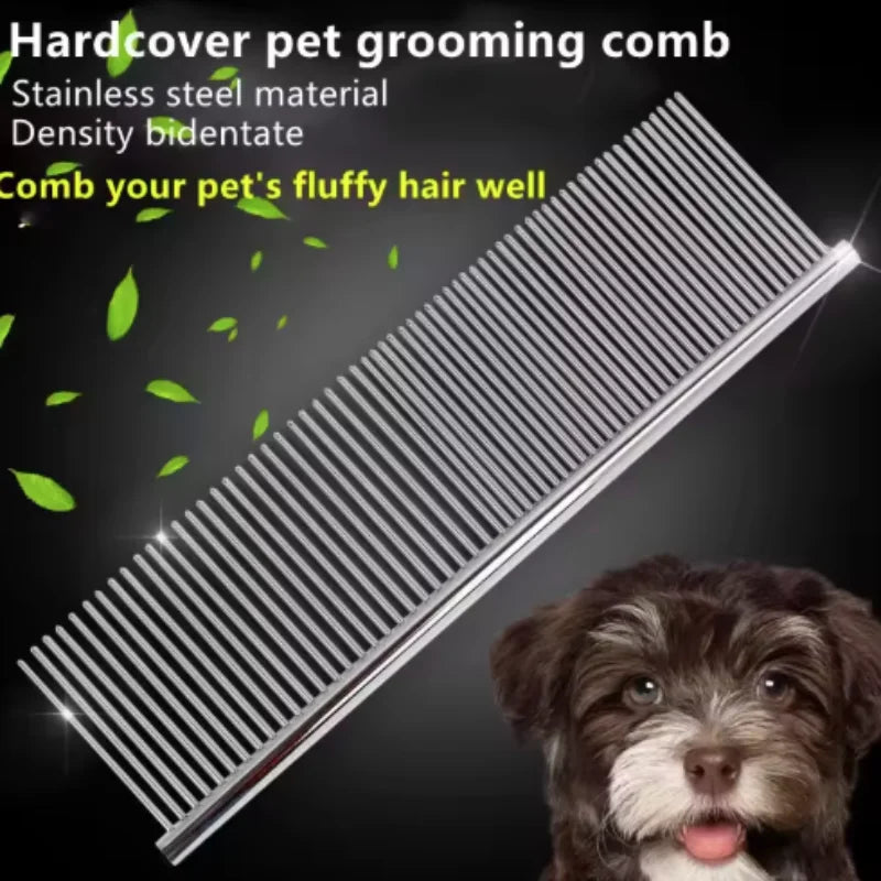 Stainless Steel Pet Grooming Comb Pet Dematting Comb for Dogs and Cats Gently Removes Loose Undercoat Flea Comb