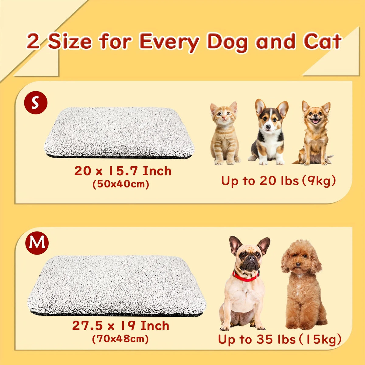 Cushioned Pet Sleeping Mat for Cats & Dogs, 3 Sizes