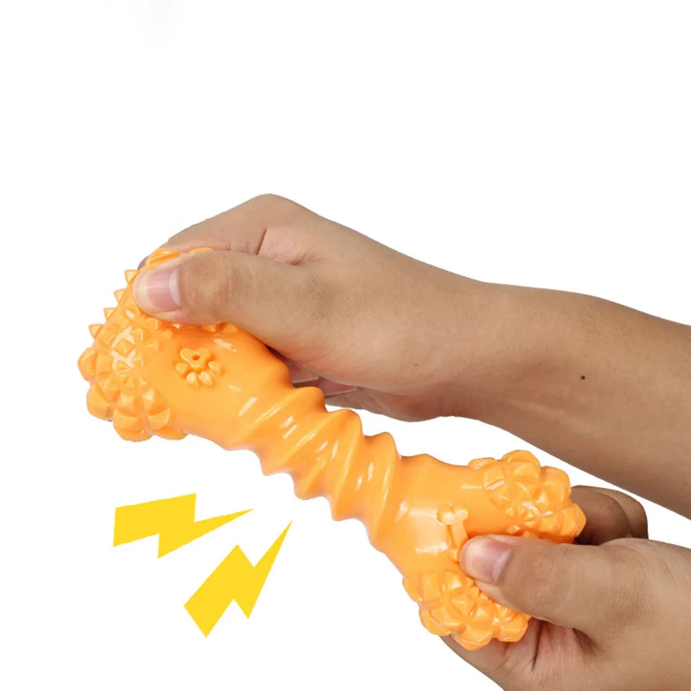 Dog Bone Squeaky Toy - Molar Teeth Cleaning Chew Toy for Dogs, Boredom Buster Interactive Pet Supplies,