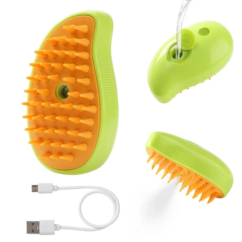 Cat Steam Brush Comb with Water Spray – Wood Comb Option