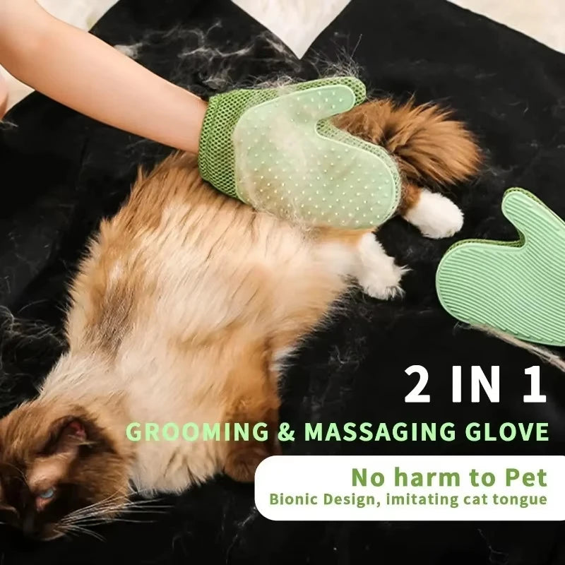 Hand-Washable Double-Sided Grooming Glove for Cats & Dogs