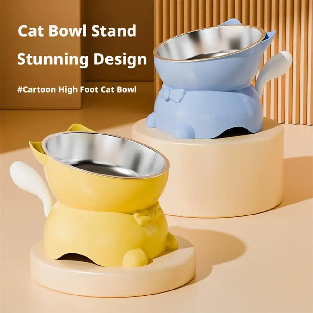 Tilted Cat Bowl with Cute Cat-Ear Stand