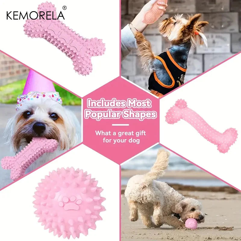 6-Piece Dog Chew Toy Gift Set with Bone, Ball & Donut
