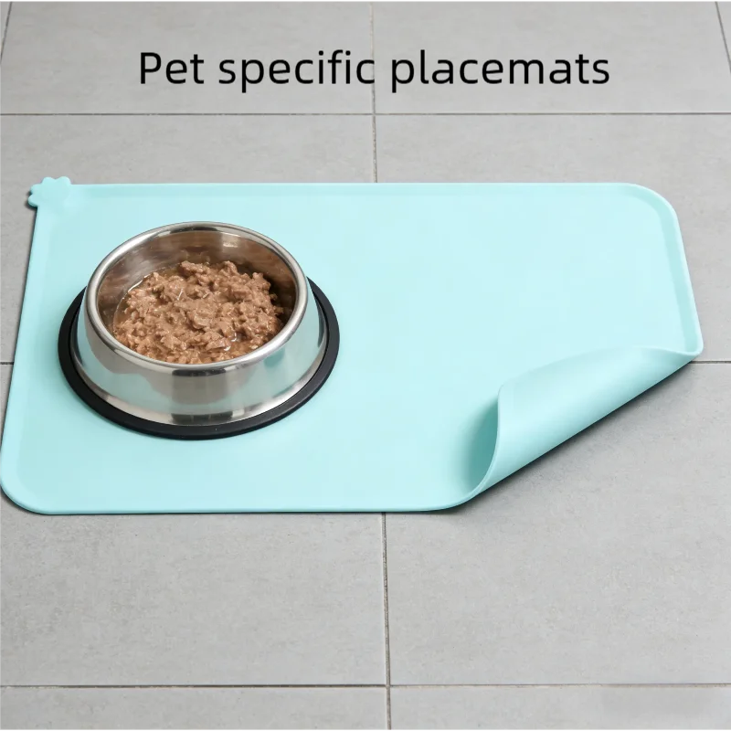 Cat Dog Food Mat For Pet Feeding Bowl Floors Waterproof Non Slip, Silicone Pet Bowl Mat - High-Lipped, Non-Stick, Waterproof Pad