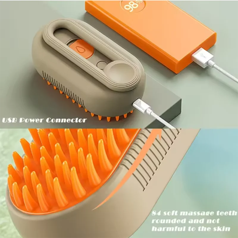 Cat Pet Beauty Produc Spray Massage Brush One Button Steam Spray Folding Rotatable Floating Hair Bath Hair Removal Brush Comb