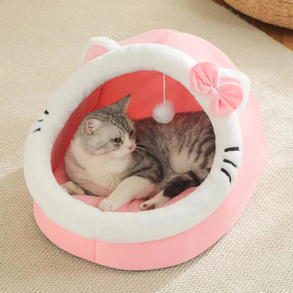 Plush Cat Tent Bed for Cats & Small Puppies, S–L
