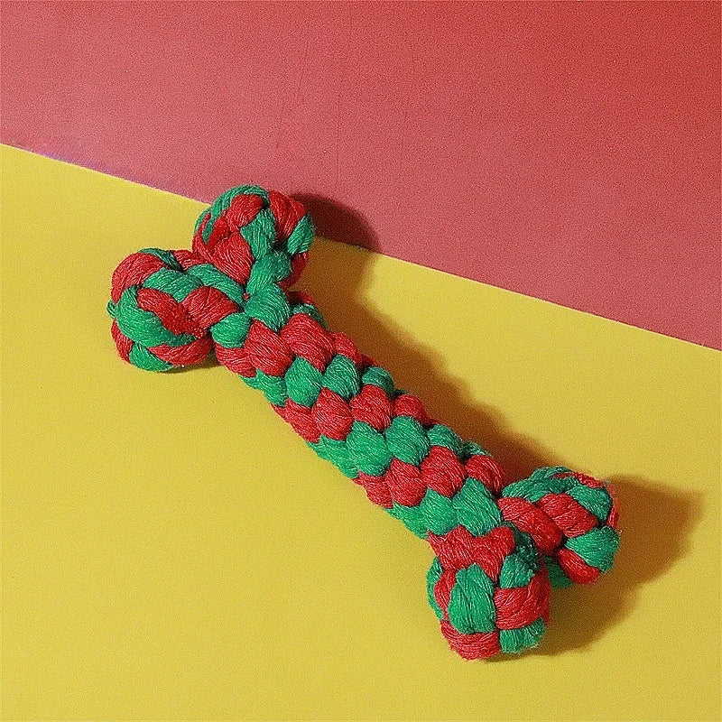 Interactive Squeaky Cotton Rope Knot Chew Toy for Dogs Cute Puppy Molar Bite Funny Pet Supplies Gift