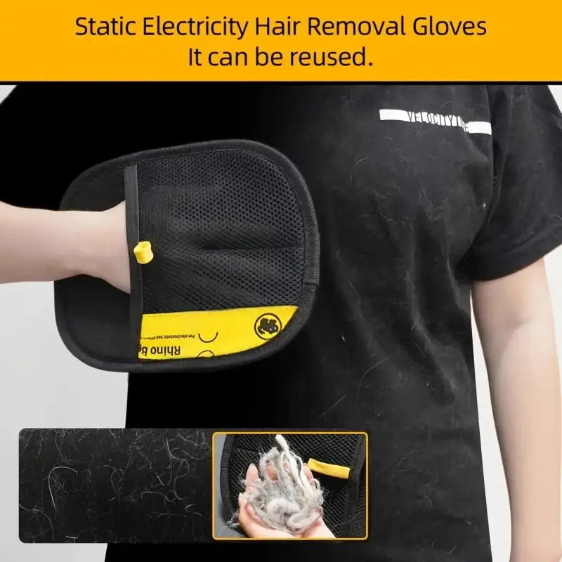 Efficient Pet Hair Removal Black Polypropylene Upgraded Large Pet Static Hair Removal Gloves,Essential For Cats And Dogs Durable