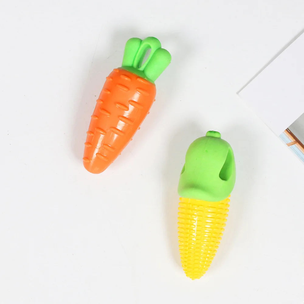 Squeaky Dog Chew Toy Simulation Carrot Corn Shape Bite-Resistant Teeth Cleaning Interactive Training Pet Supplies