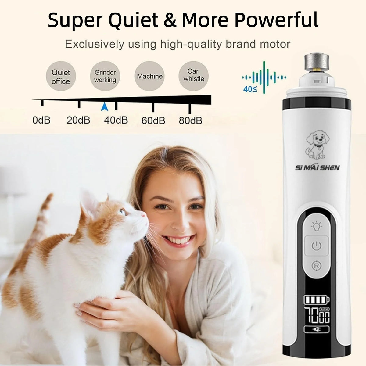 USB Rechargeable LED Nail Grinder for Cats & Dogs