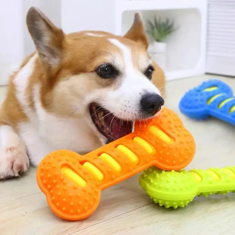 Squeaky Rubber Bone Stick Chew Toy for Puppies