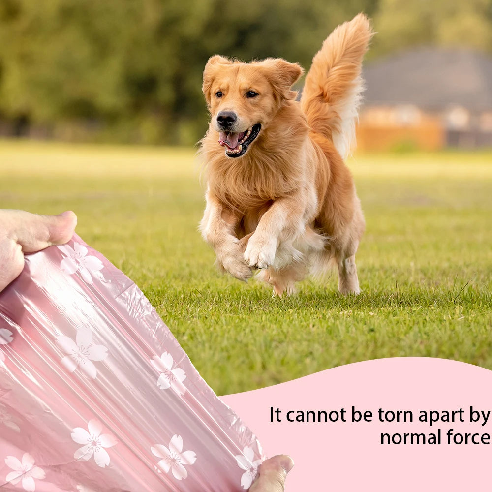 Photodegradable Thick Dog Poop Bag with Floral Fragrance, Environmentally Friendly Pet Feces Garbage Bag with Dispenser
