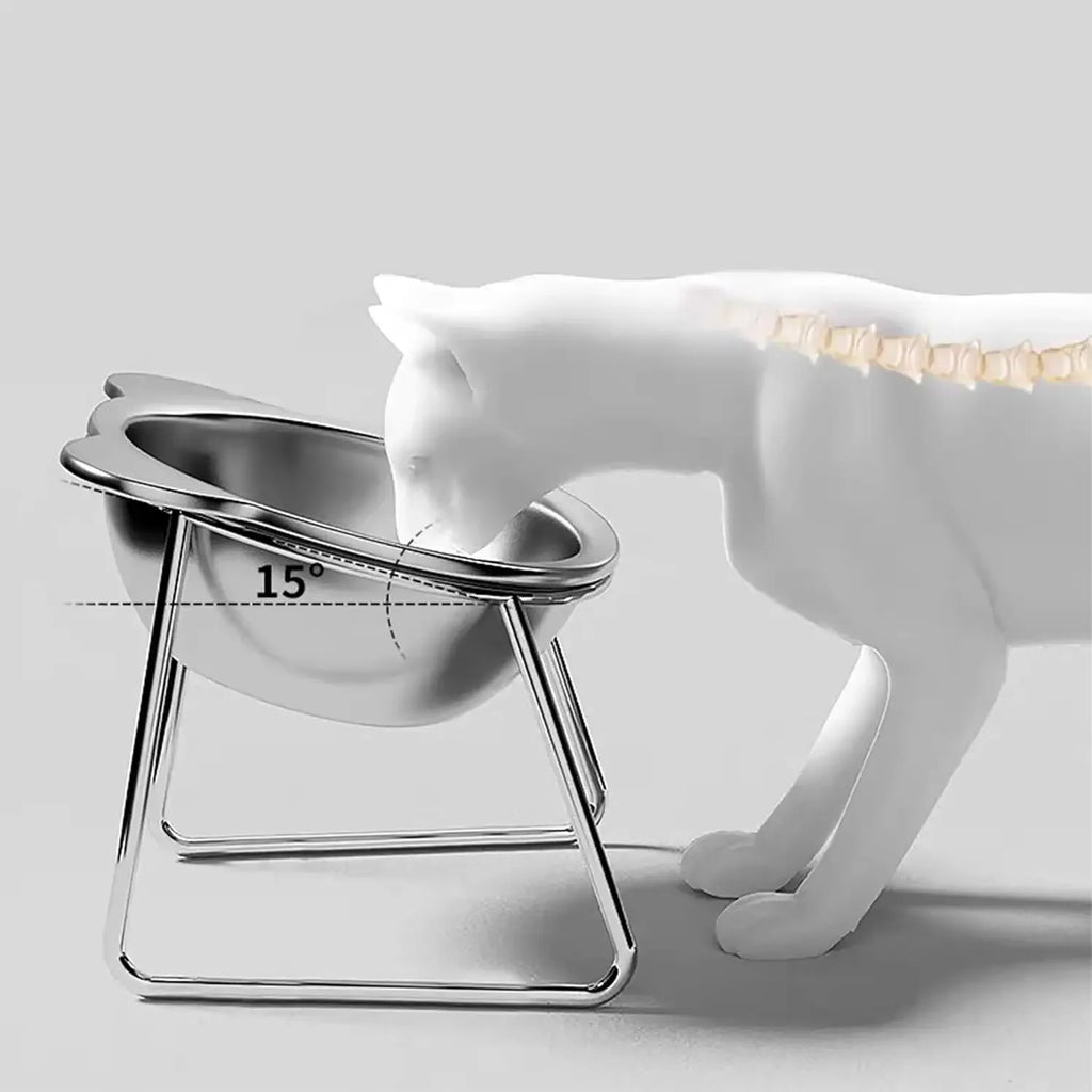 Stainless Steel Cat Bowl with Raised Metal Stand
