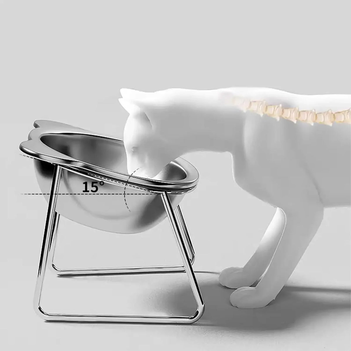 Stainless Steel Cat Bowl with Raised Metal Stand