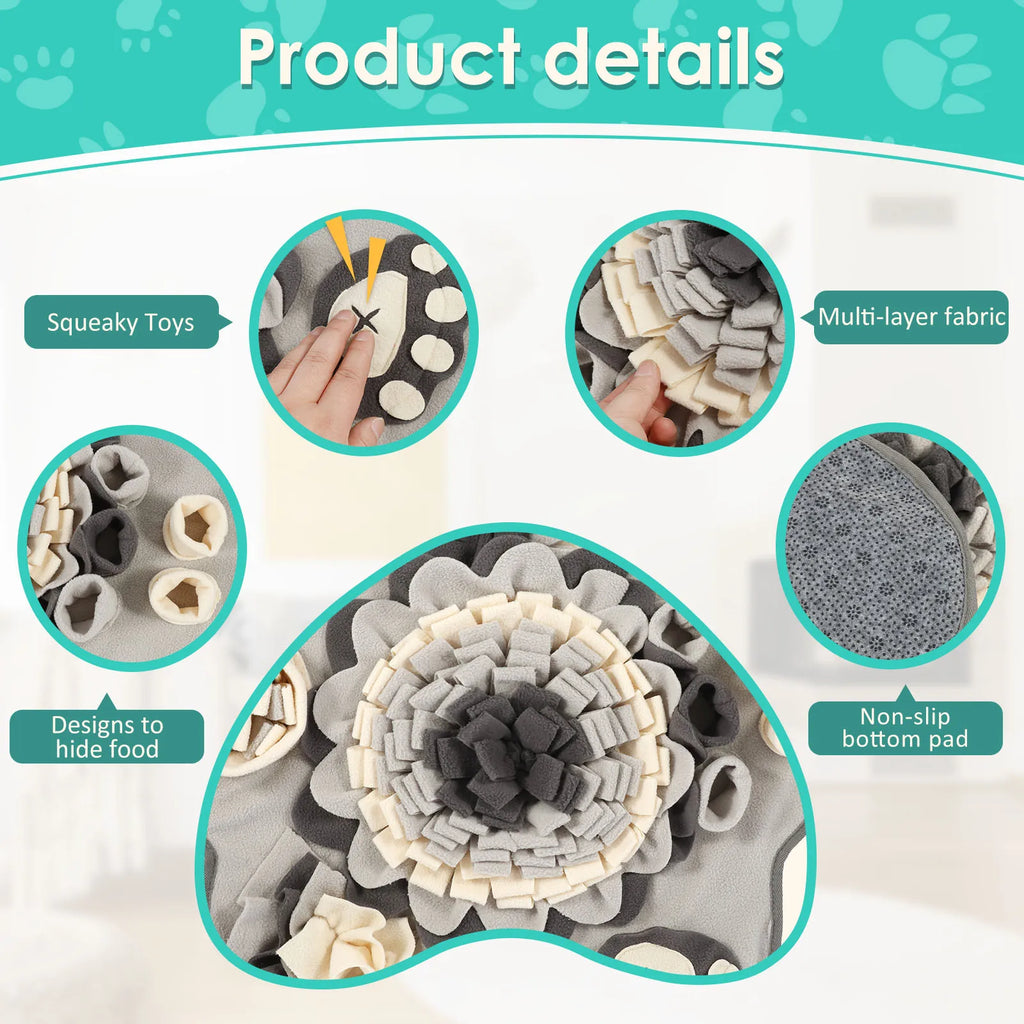 Fleece Snuffle Mat with Squeaker for Dogs, Rectangle or Square