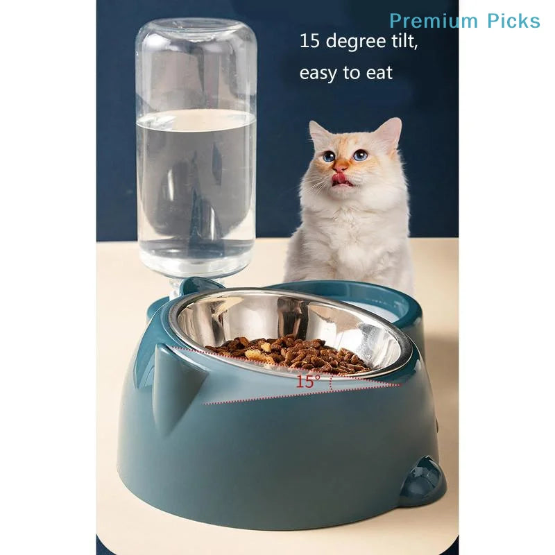 portable2 In 1 Pet Feeding Bowl Set With Automatic Water Dispenser For Small Dogs Cats