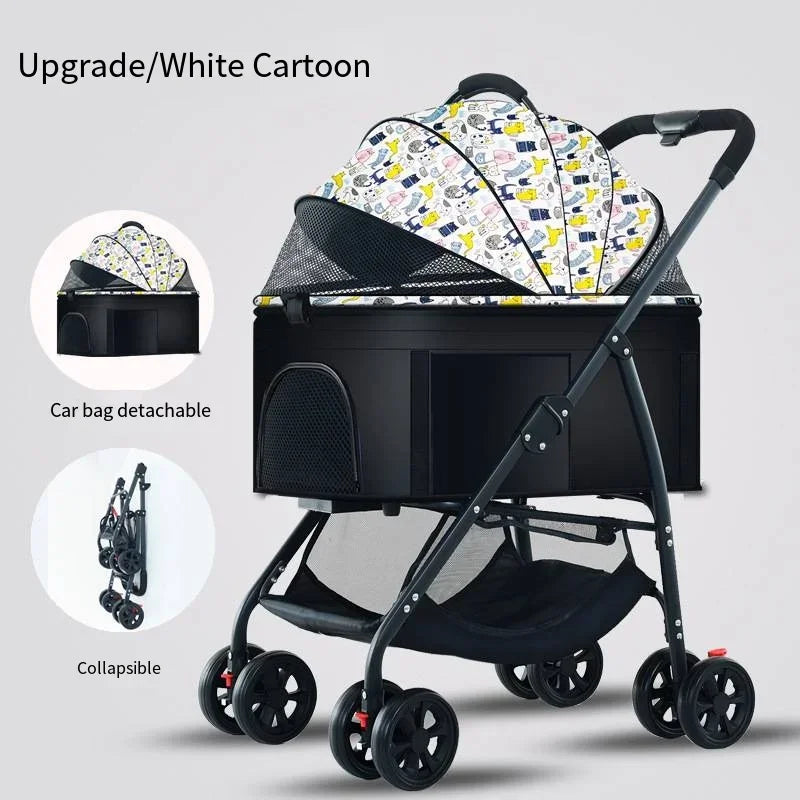 3-in-1 Foldable Pet Stroller for Small & Medium Dogs and Cats