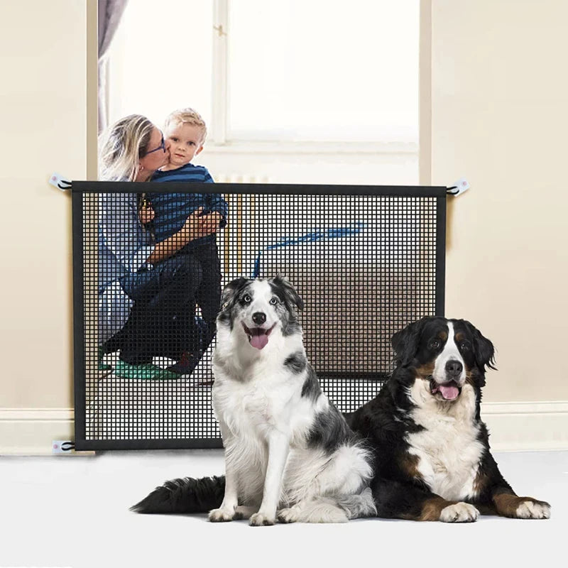 Folding Mesh Pet Barrier with 4 Hooks, 3 Widths