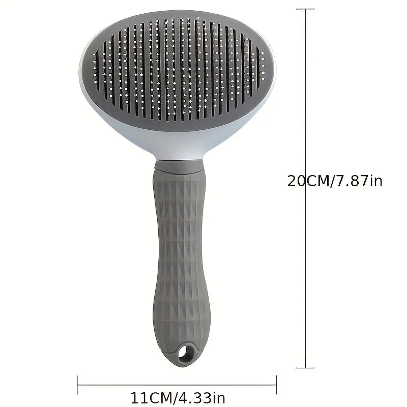 Easy-Clean Pet Grooming Brush with One-Button Hair Release