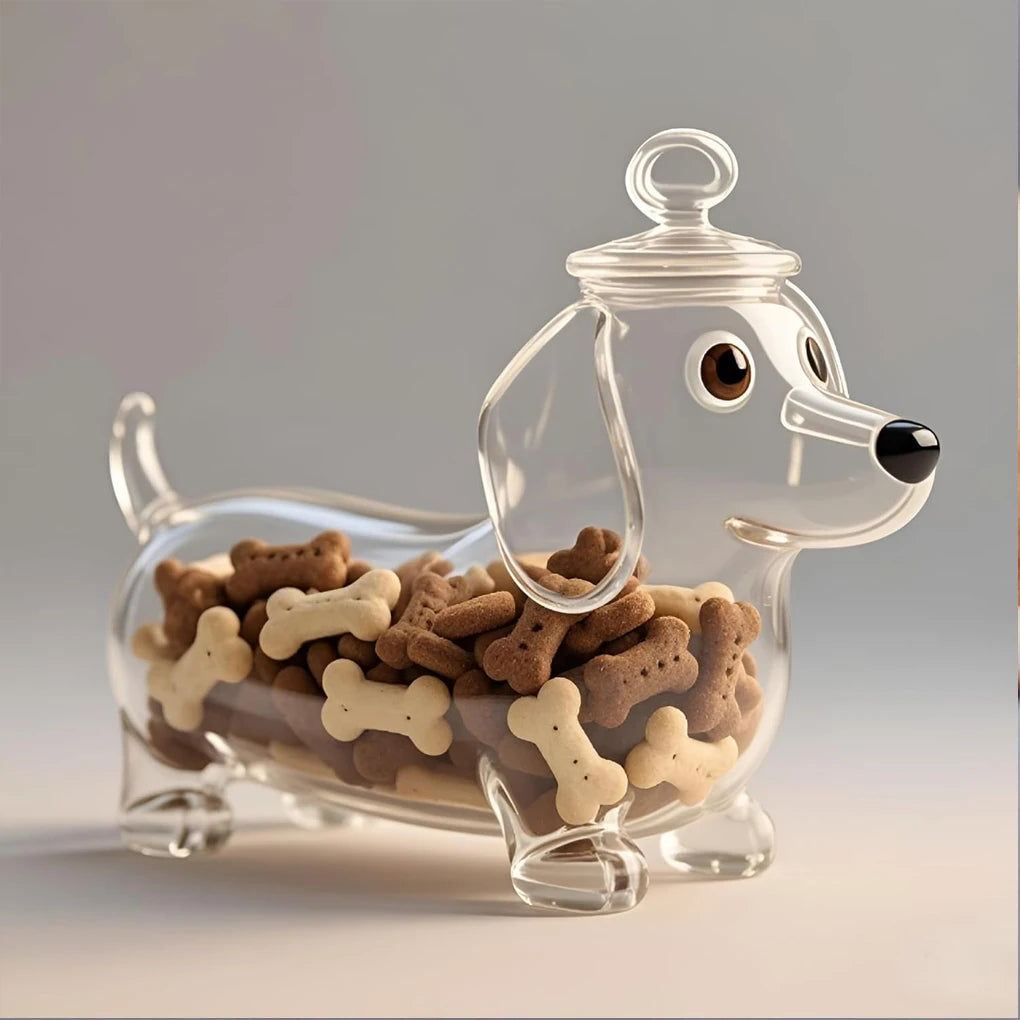Dachshund Glass Treat Jar with Lid
