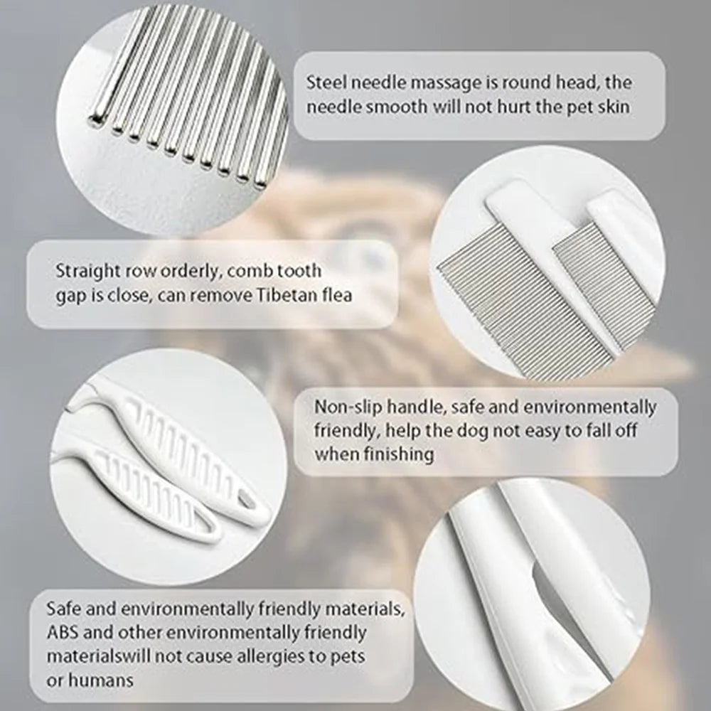 Pet Grooming Flea Comb Pet Care Comb Cat Hair Brush Flea Removal Massage Comb Dog Hair Grooming Cleaning Tools Pets Accessories