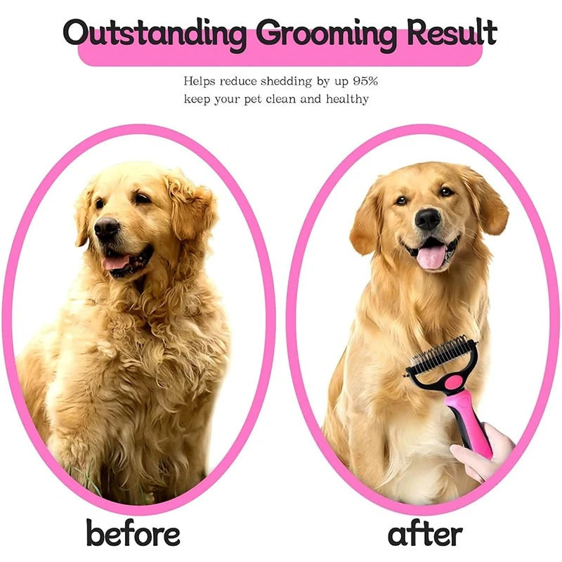 Self-Cleaning Stainless Steel Deshedding Comb for Cats & Dogs