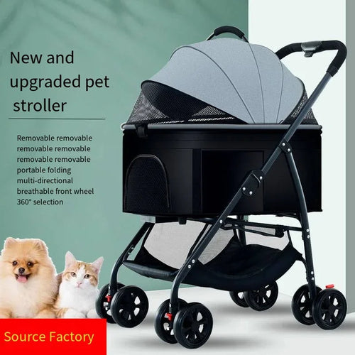 3-in-1 Foldable Pet Stroller for Small & Medium Dogs and Cats