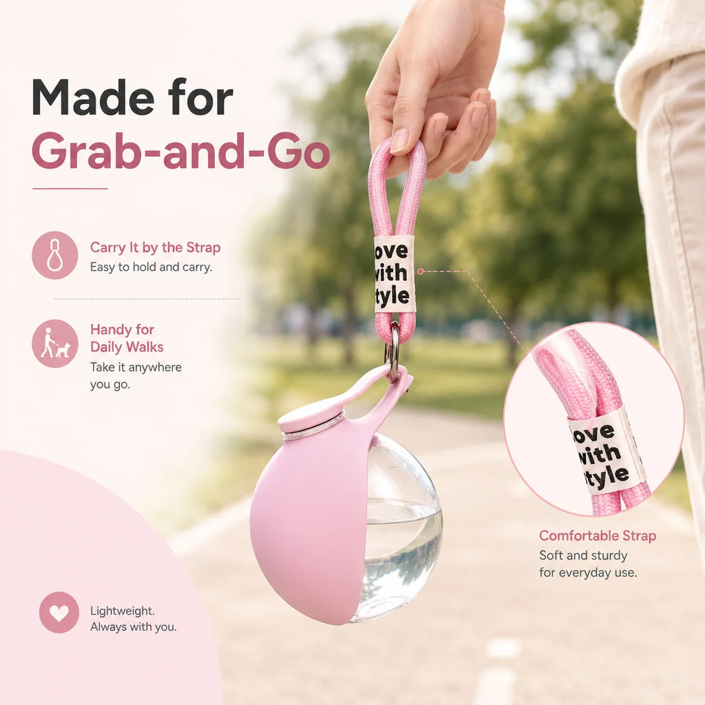 1 Pc Portable Pet Water Bottle，Round Clear Water Cup，Leak‑Proof Travel Water Dispenser For Dog Walking Outdoor Hiking Trip