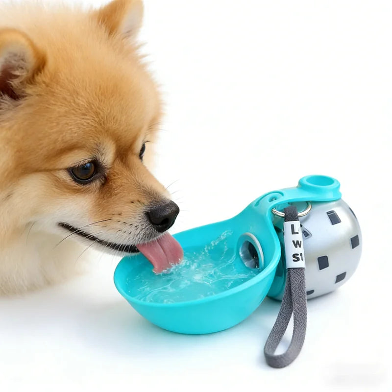 Pet Stainless Steel Foldable Spherical Water Bottle Portable Dog Bowl Suitable for Outdoor Use