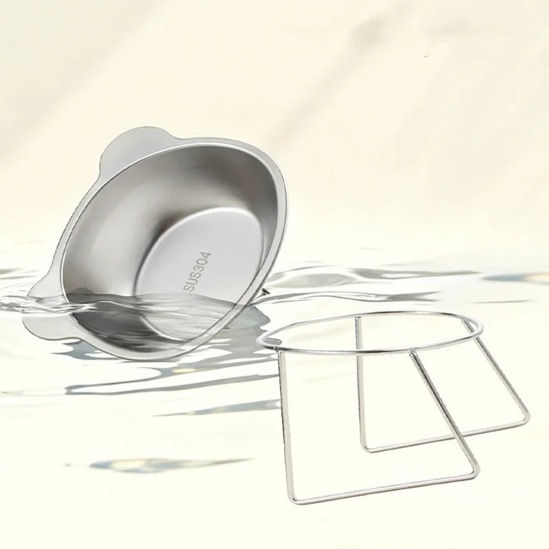 Stainless Steel Cat Bowl with Raised Metal Stand