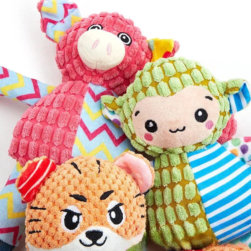 Interactive Plush Dog Toy with Squeaker Bite Resistant Animal Design Teeth Cleaning Grinding for Pet Supplies Squeaky Plush Toys